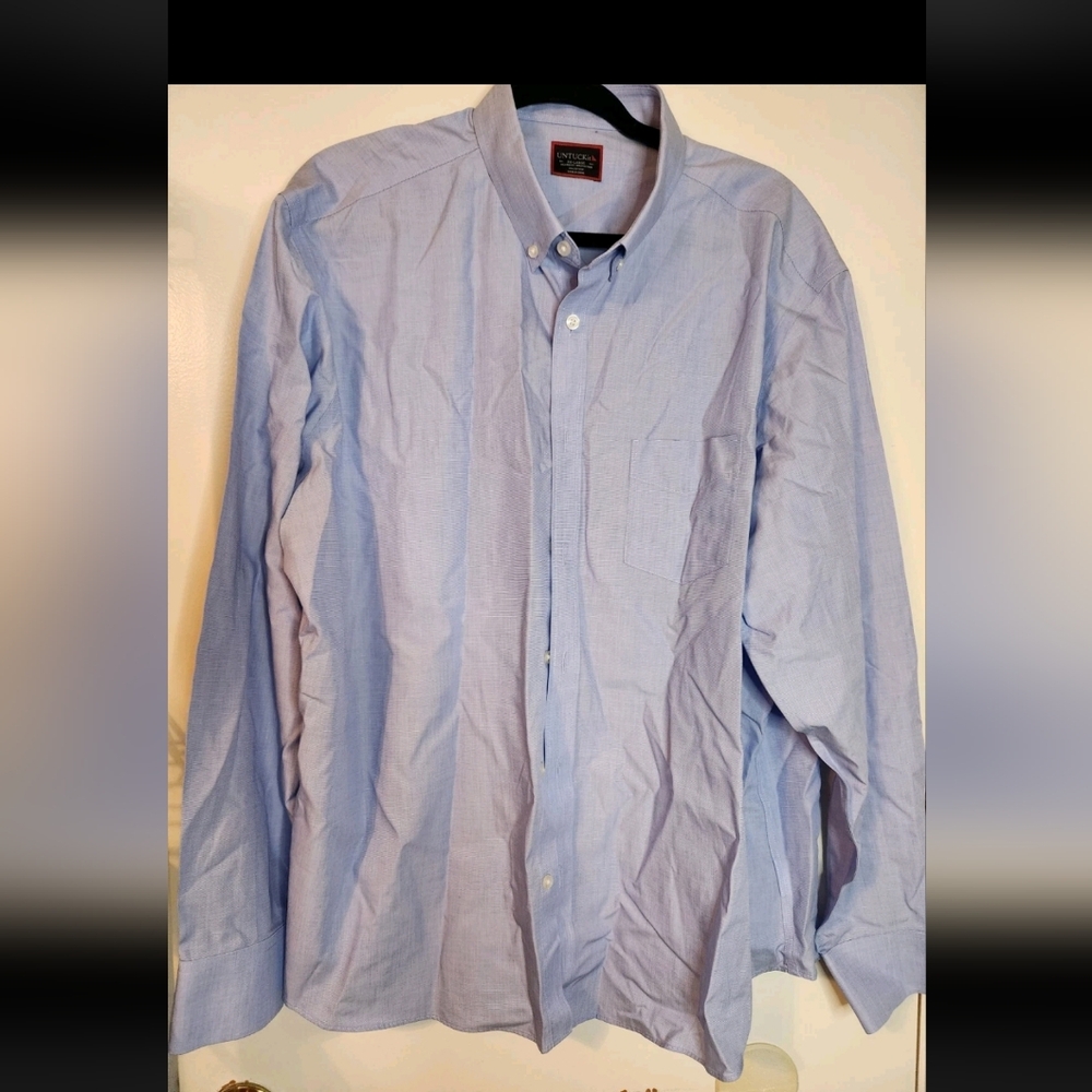UNTUCKit MENS BUTTON DRESS SHIRT XXL BLUE LONG SLEEVE